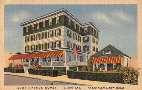 Ocean Grove New Jersey Surf Avenue House Vintage Postcard JI657987