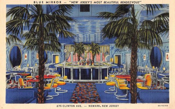 Newark New Jersey Blue Mirror Bar and Dining room Vintage Postcard JI657989