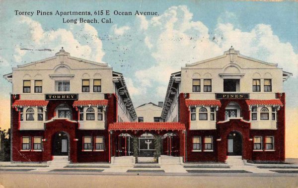 Long Beach California Torrey Pines Apartments Vintage Postcard JI658018