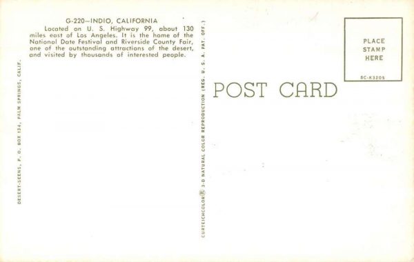 Indio California Greetings From parade float at festival vintage pc ZE686072 - Image 2