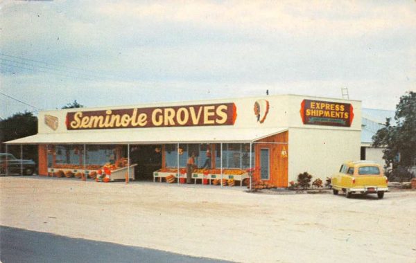 Largo Florida birds eye view Seminole Groves citrus fruit vintage pc ZE686088