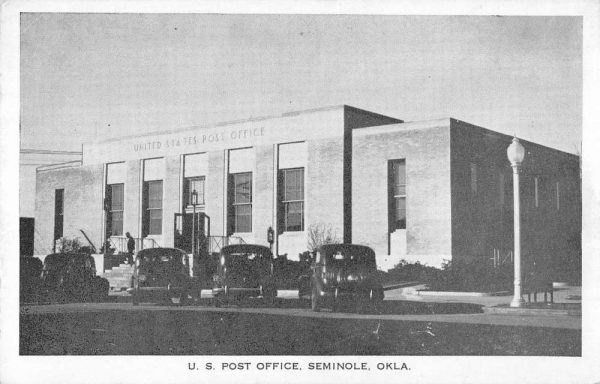 Seminole Oklahoma birds eye view U.S. Post Office antique pc ZE686114