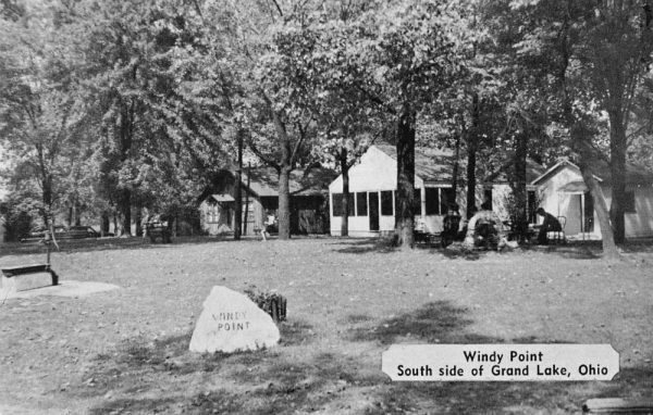 Grand Lake Ohio birds eye view cabins at Windy Point vintage pc ZE686116