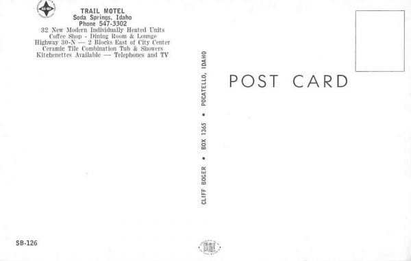 Soda Springs Idaho birds eye view Trail Motel & Coffee Shop vintage pc ZE686118 - Image 2