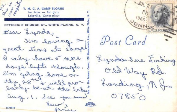 Lakaeville Connecticut Y.M.C.A. Camp Sloane for boys & girls vintage pc ZE686121 - Image 2