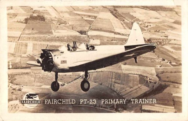 Fairchild PT-23 Primary Trainer Airplane in Flight Real Photo PC JI658169