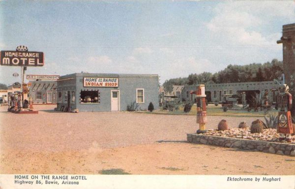 Bowie Arizona Home on the Range Motel Indian Shop Vintage Postcard JI658255