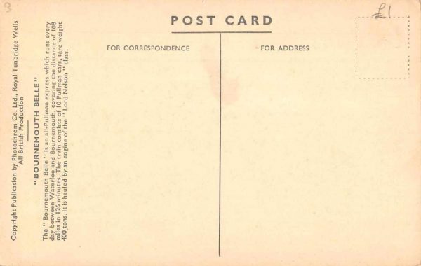 England Bournemouth Railroad Vintage Postcard JI658601 - Image 2