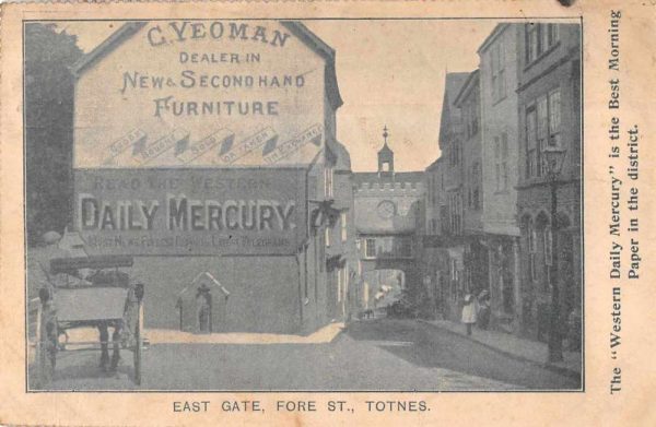 Totnes England Fore Street Daily Mercury Newspaper Vintage Postcard JJ658782