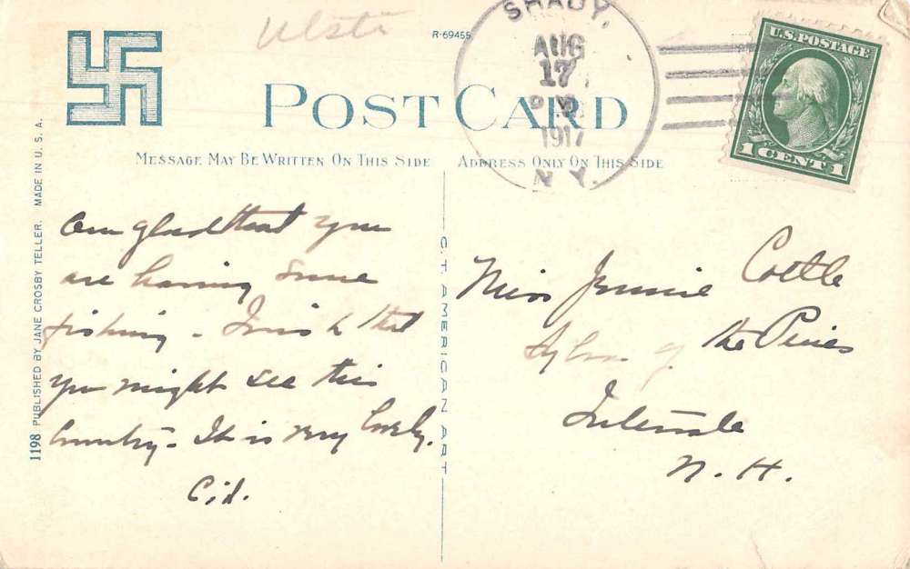 Shokan New York Watson Hollow Inn Scenic View Swastika Postcard