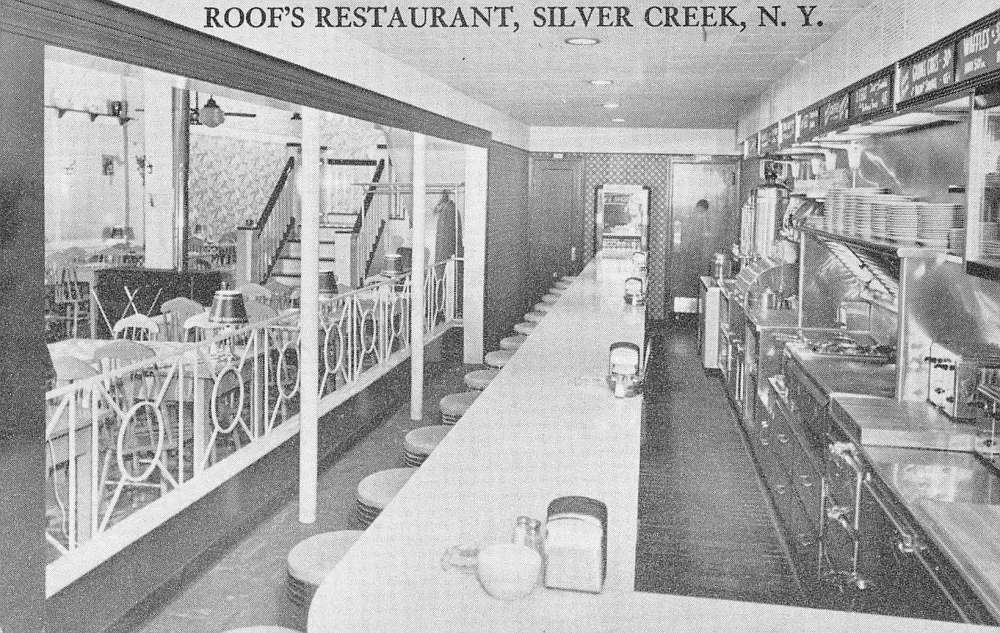Silver Creek New York Roof's Restaurant Interior Vintage Postcard