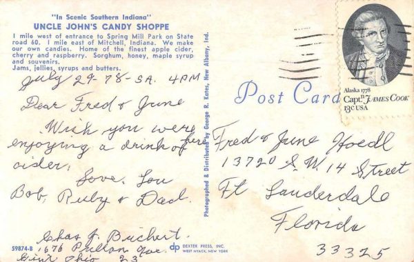 Mitchell Indiana outside Uncle John's Candy Shoppe vintage pc ZE686289 - Image 2