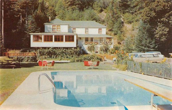 Cazadero California pool scene at the Cazanoma Lodge vintage pc ZE686292