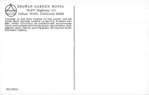 Indian Wells California pool scene Erawan Garden Hotel vintage pc ZE686297 - Image 2
