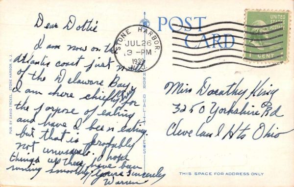 Stone Harbor New Jersey view of Stone Harbor Yacht Club antique pc ZE686332 - Image 2