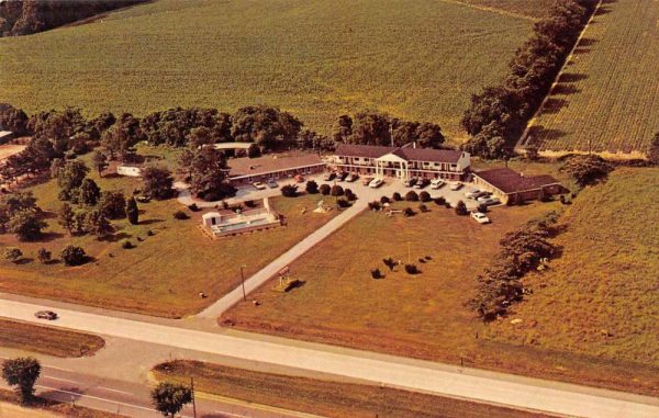 Lewes Delaware panoramic aerial view Red Mill Motel vintage pc ZE686361