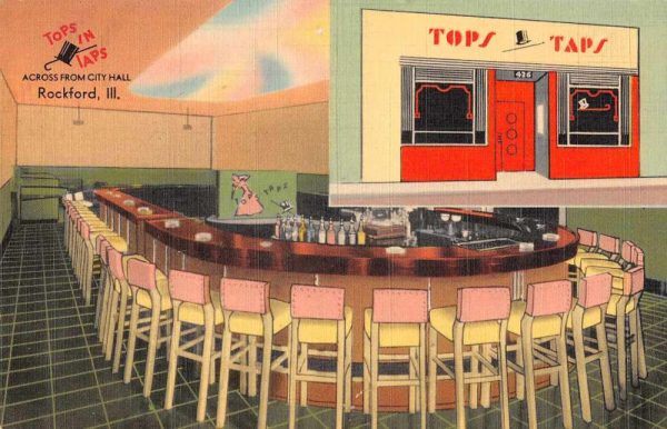 Rockford Illinois Tops in Taps Bar Interior Vintage Postcard JJ649404