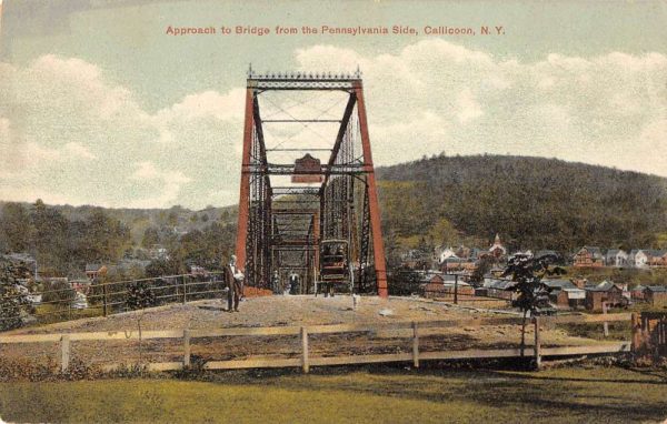 Callicoon New York bridge approach from Pennsylvania side antique pc ZE686439