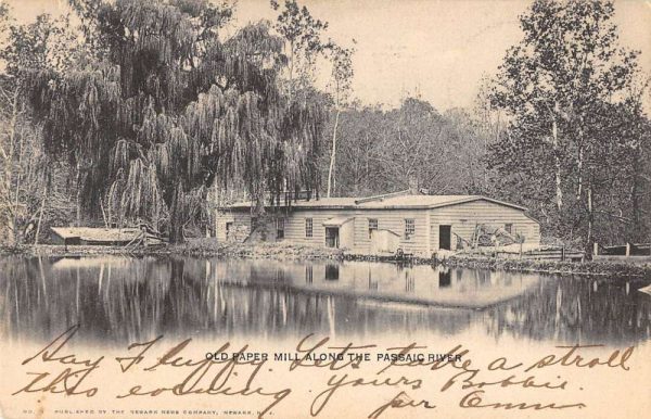 Passaic River New Jersey birds eye view old Paper Mill antique pc ZE686441