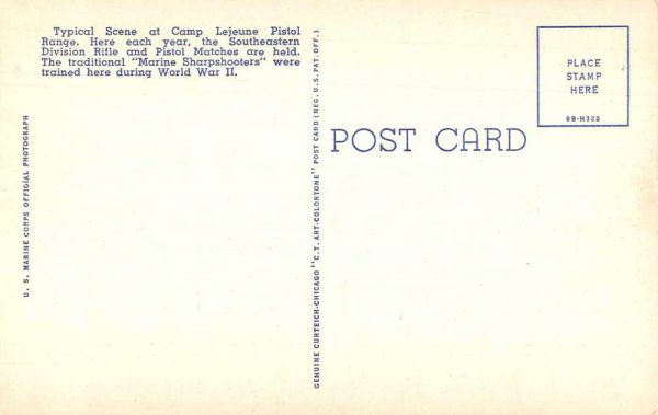 Camp Lejeune North Carolina pistol range Marine Base linen antique pc ZE686541 - Image 2