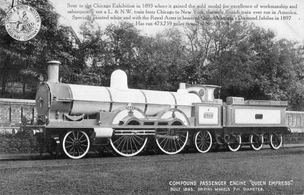 "Queen Empress" compund passenger engine British train antique pc ZE686551