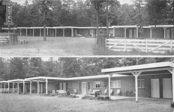 Dawn Virginia entrance and courtyard views South Motel antique pc BB110