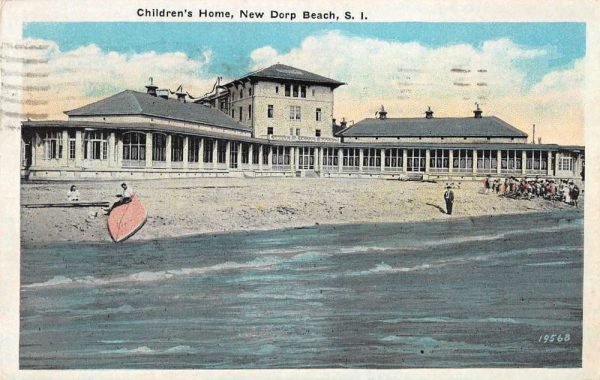New Dorp Beach S. I. New York beach bathers at Children's Home antique pc BB121