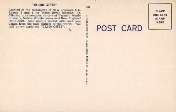 White River Junction Vermont Gift Shop Roadside America Postcard JJ649559 - Image 2