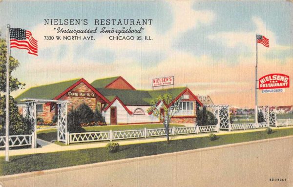 Chicago Illinois Nielsen's Restaurant Smorgasbord Vintage Postcard JJ649566