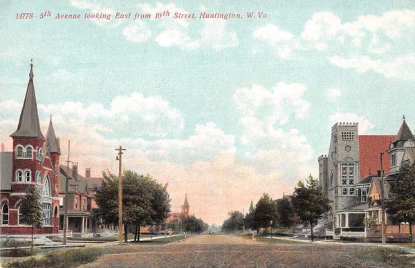 Huntington West Virginia 5th Avenue Looking East Vintage Postcard JJ649643