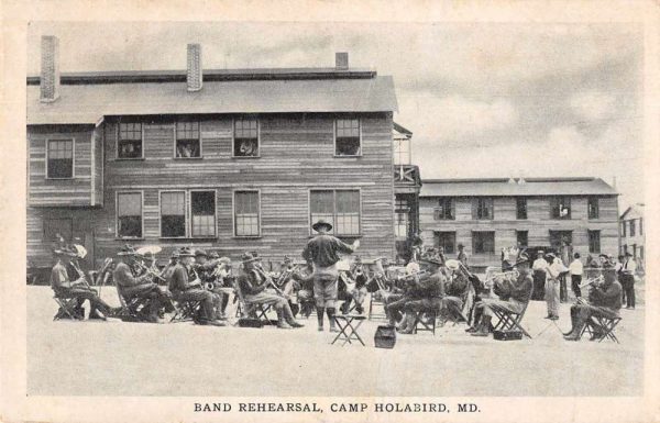 Camp Holabird Maryland Band Rehearsal Military Vintage Postcard JJ649874