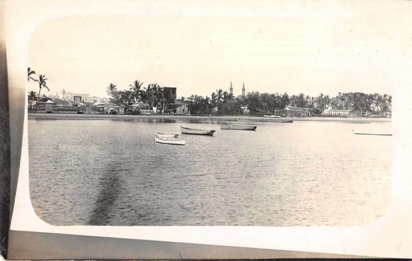 Guaymas Mexico Boats in Harbor Scenic View Real Photo Postcard AA1