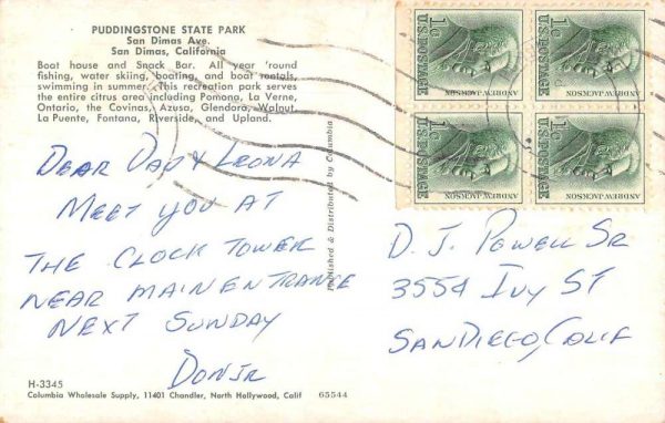 San Dimas California Puddingstone State Park Boat House Vintage Postcard AA475 - Image 2