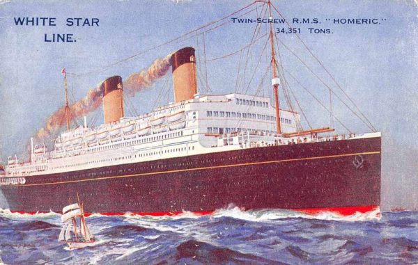 White Star Line RMS Homeric Steamer Vintage Postcard AA511