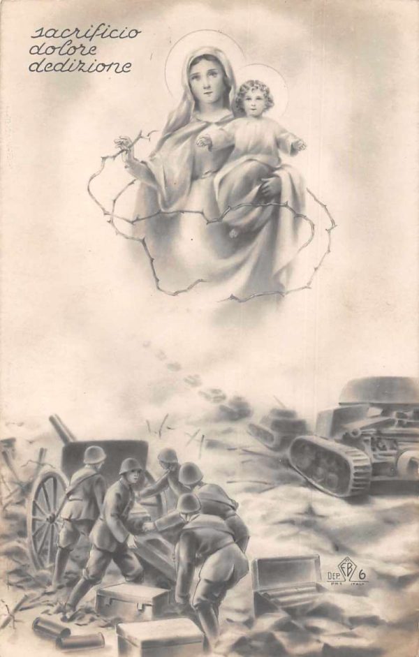 Religious Greetings Military Sacrificio Dolore Dedizione Real Photo Postcard AA770