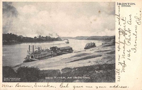 Ironton Ohio Ohio River Steamer Dock Vintage Postcard AA786