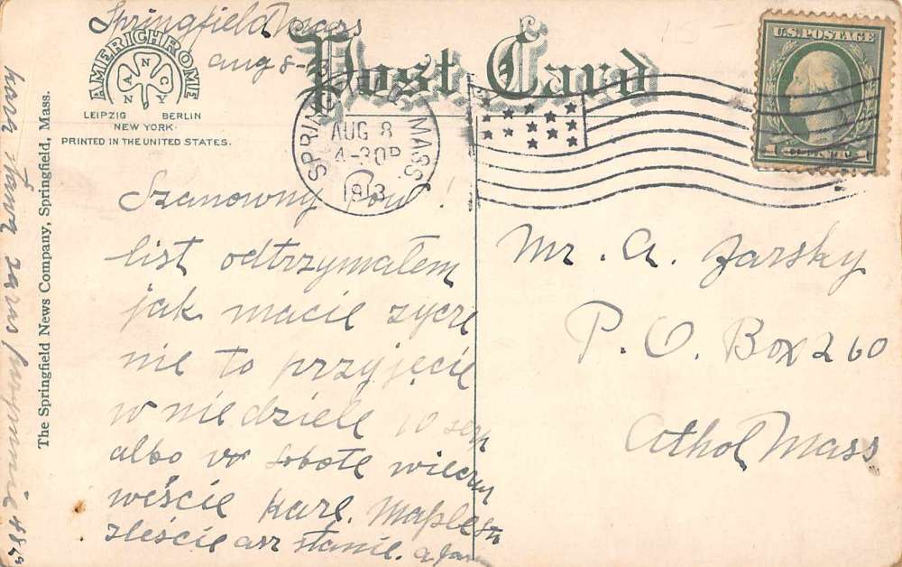 Agawam Massachusetts Riverside Park Entrance Roller Coaster Postcard AA874 - Image 2