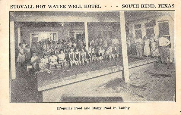 South Bend Texas foot & baby pool Stovall Hot Water Well Hotel antique pc BB285