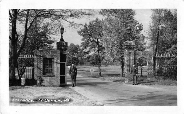 Fort Belvoir Virginia entrance US Army installation real photo pc BB287