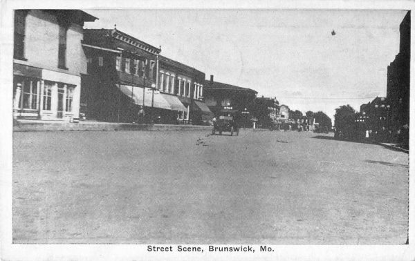 Brunswick Missouri birds eye view business district antique pc BB327
