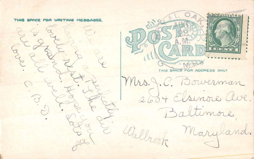 Royal Oak Maryland birds eye view boats at retreat antique pc BB339 - Image 2