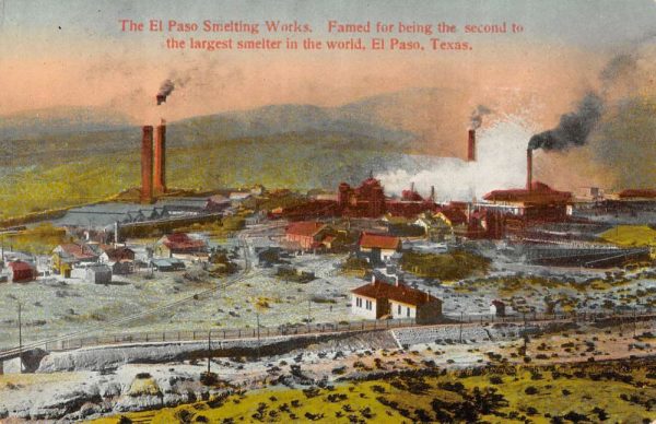 El Paso Texas aerial view El Paso Smelting Works antique pc BB360