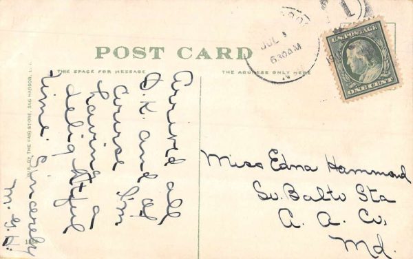 Sag Harbor New York view of John Jermain Memorial Library antique pc BB405 - Image 2