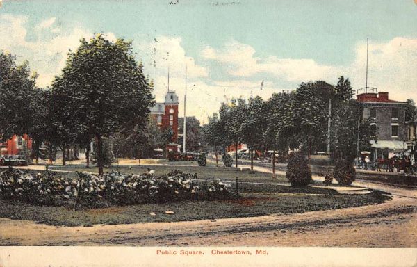 Chestertown Maryland view of Public Square horses buggies antique pc BB407