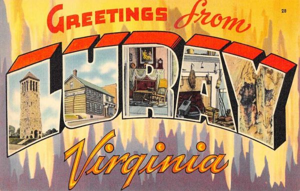 Luray Virginia Greetings From large letter views linen antique pc BB433