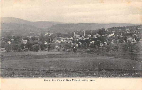 New Milford Connecticut birds eye view looking west antique pc BB439