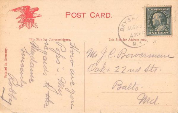 Bay Shore L.I. New York birds eye view High School & Fourth Ave antique pc BB442 - Image 2