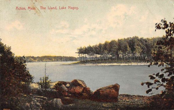 Acton Massachusetts view of The Island and Lake Nagog antique pc BB454