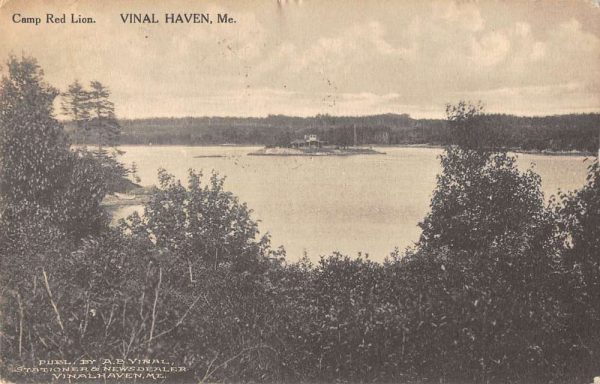 Vinal Haven Maine panoramic birds eye view Camp Red Line antique pc BB456