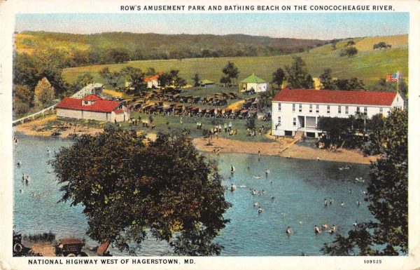 Hagerstown Maryland Row's Amusement Park and bathing beach antique pc BB464